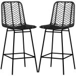Homcom - tabourets de bar - r�sine tress�e rotin pe - 42. 5x52x102cm - noir