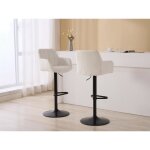 Lot de 2 tabourets de bar en tissu bouclette et métal noir - hauteur réglable - blanc - pega de pascal ... Lot de 2 tabourets de bar en tissu bouclette et métal noir - hauteur réglable - blanc - pega de pascal ...