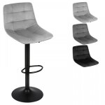 Lot de 2 tabourets de bar en velours xuanyu - pitement mtal noir - gris clair - rglable en hauteur ...