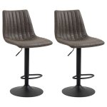 Lot de 2 tabourets de bar veneza chaise haute r�glable en hauteur dossier droit avec rev�tement en tissu ...