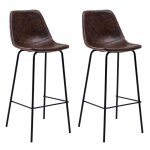 Lot de 2 tabourets de bar vintage lucien marron - hauteur dassise 75cm