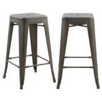 Lot de 2 tabourets pour �lot central 66 cm en m�tal gris mat - indus - rendez - vous d�co