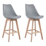 Lot de 2 tabourets scandinaves sven gris avec coussin