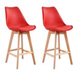 Lot de 2 tabourets scandinaves sven rouge avec coussin