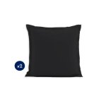Lot de 2 taies carr�es 100% coton - noir - 63x63 cm