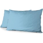 Lot de 2 taies doreiller - home linge passion - hp72089 - microfibre 82 g - 50 x 70 cm - bleu ciel