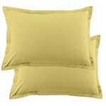 Lot de 2 taies doreiller 50x70 cm coton 57 fils gold - housse de r�ve - rectangle - jaune - naturelle ...
