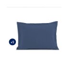 Taies doreiller - home linge passion - 50x70 cm - 100% coton - bleu - certifi�es oeko - tex