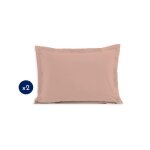 Taies doreiller - home linge passion - 50x70 cm - 100% coton - rose - fermeture � rabat portefeuille
