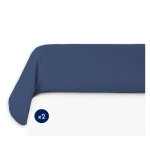 Lot de 2 taies de traversin 100% coton - home linge passion - bleu - souple & r�sistant - 85x185 cm