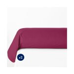 Lot de 2 taies de traversin 100% coton - fushia - 85x185 cm - home linge passion - basics