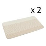 Lot de 2 tapis de bain antid�rapant tapis salle de bain en microfibre coloris beige - longueur 70 x profondeur ...