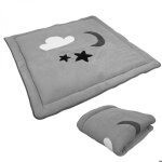 Lot de 2 tapis de jeu de sol d�veil ou de parc b�b� enfant molletonn� 1m x 1m - gris - monsieur b�b�