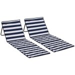 Outsunny - matelas de plage - polytester - 142x51x40cm - blanc et bleu