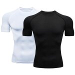 Lot de 2 tee shirt compression homme maillot running baselayer manches courtes