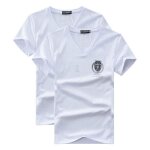 Lot de 2 tee shirt homme manches courtes col v imprim� chouette - insfity - blanc - coupe droite