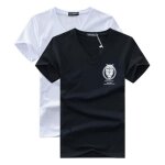 Lot de 2 tee shirt homme manches courtes col v imprim� chouette - insfity - blanc / noir - coupe droite ...