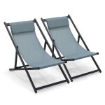 Lot de 2 transats en aluminium bleu - oviala