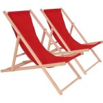 Lot de 2 transat en bois chilienne - 107 x 56. 5 x 81 cm - rouge