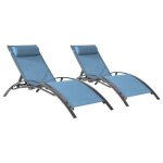 Lot de 2 transats galapagos en textil�ne bleu gris - aluminium gris anthracite