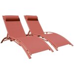 Lot de 2 transats galapagos en textil�ne terracotta - aluminium terracotta
