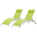 Lot de 2 transats galapagos en textil�ne vert - aluminium blanc