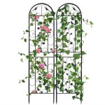 Unho treillis de jardin lot de 2 210x50cm 3 en 1 clture en mtal antirouille pour plantes grimpantes ...