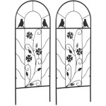 Lot de 2 treillis de jardin supports pour plantes grimpantes - outsunny - mtal poxy noir - 38l x 98h ...