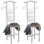 Lot de 2 valets de chambre jivo chevalets de nuit portants pour v�tements structure m�tal argent� avec ...