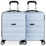 Lot 2 valises cabine 55x40x20 avion bagages cabine rigide t71650p blanc / blanc