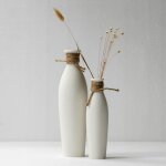 Vases en cramique - jormftte - lot de 2 - blanc - dcoration moderne - fait  la main