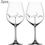 Lot de 2 verre  vin rouges avec requin  lintrieur verre de gobelet verre clair sans plomb pour la ...
