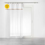 Lot de 2 voilages  anneau 140 x 240 cm en polycoton sabl + jute leana blanc