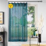 Lot de 2 voilages à anneaux 140 x 240 cm voile tissé linka bleu Lot de 2 voilages à anneaux 140 x 240 cm voile tissé linka bleu