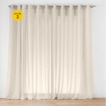 Lot de 2 voilage à ?illets pour baie vitrée 400 x 240 cm voile tissé carlin beige Lot de 2 voilage à ?illets pour baie vitrée 400 x 240 cm voile tissé carlin beige