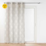 Lot de 2 voilages a oeillets 140 x 240 cm effet lin tiss imprim indila beige