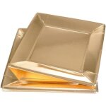 Assiettes en carton - lot de 20 - carres 23cm - couleur or - pratiques et utiles - jetables