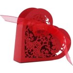 Lot de 20 boite a dragees coeur bonbonniere en papier boite cadeau pour fete mariage - rouge