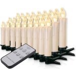 Lot de 20 bougies led sans fil pour sapin de nol avec tlcommande sans fil blanc laiteux