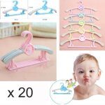 Lot de 20 cintres pour b�b� et enfant adulte en plastique avec crochets pour suspendre des hauts jupes ...