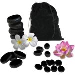 Lot de 20 pierres chaudes pour massage en basalte naturel poli + sac de rangement - vivezen Lot de 20 pierres chaudes pour massage en basalte naturel poli + sac de rangement - vivezen
