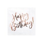 Lot de 20 serviettes en papier rose gold happy birthday 33 x 33 cm Lot de 20 serviettes en papier rose gold happy birthday 33 x 33 cm