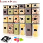 Lot de 24 botes de conservation hermtiques - mulisoft - plastique alimentaire - tanche - multitaille ...