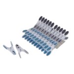 Lot de 24 pinces  linge bimatire 8cm anthracite & bleu paon - paris prix gris