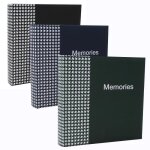 Lot de 3 albums photo kp pattern 200 pochettes 10x15 noir bleu et vert