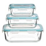 5five - 3 botes rectangulaires de conservation clipeat verre