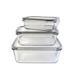 Lot de 3 boîtes de conservation gigognes hermétiques en verre avec couvercles à clips - plats ultra résistants ... Lot de 3 boîtes de conservation gigognes hermétiques en verre avec couvercles à clips - plats ultra résistants ...
