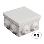 Lot de 3 bo�tes �tanches carr�es 80x80x40mm - gris - zenitech