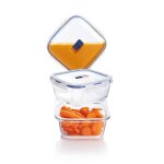 Lot de 3 boites pure box active - carres - verre tremp - hermtique et extra rsistant - 122 + 76 + ...