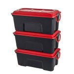 Lot de 3 malles de rangement en plastique 75l avec couvercle roues et poignée de transport locker Lot de 3 malles de rangement en plastique 75l avec couvercle roues et poignée de transport locker